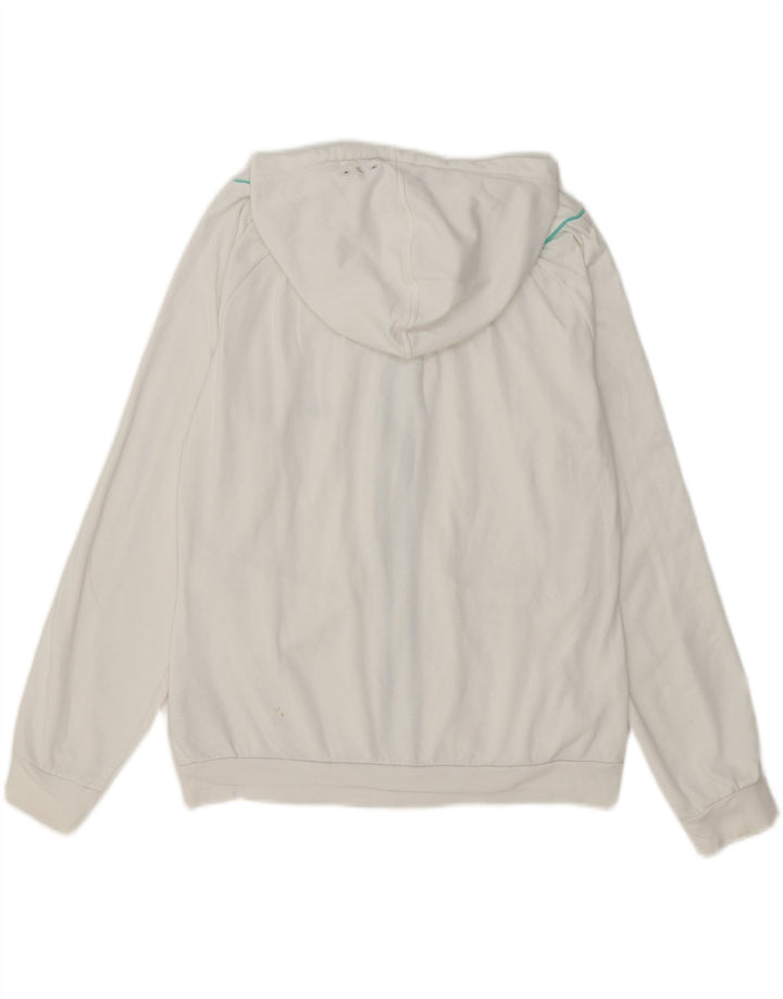 ADIDAS Womens Zip Hoodie Sweater EU 42 Large White Cotton Vintage Adidas and Second-Hand Adidas from Messina Hembry 