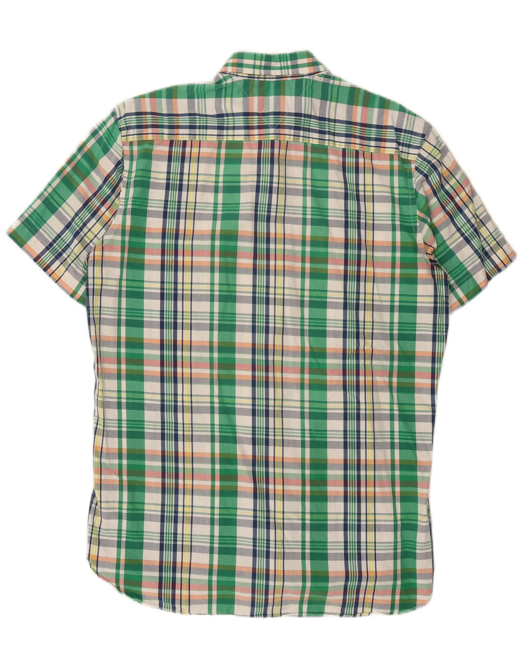 TOMMY HILFIGER Mens Short Sleeve Shirt Medium Green Check Cotton