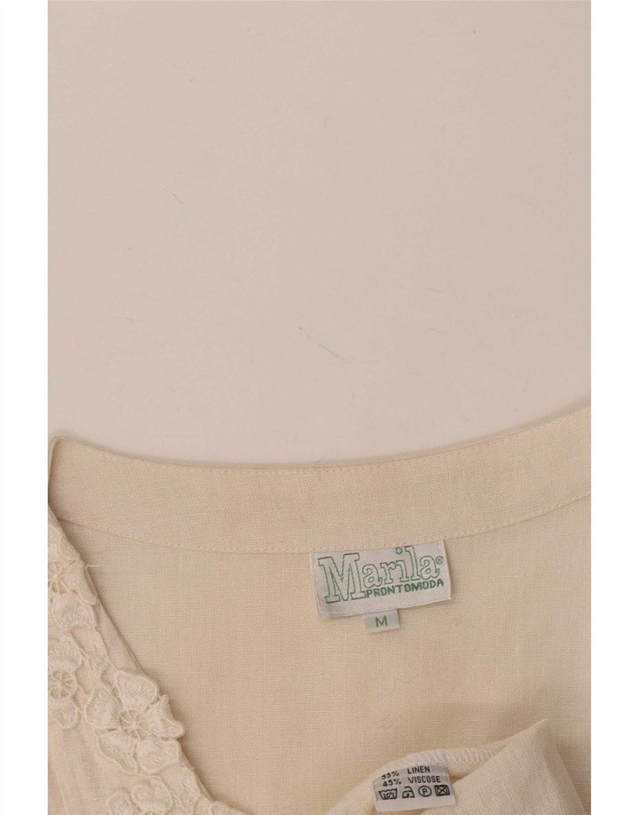 Marila Womens Sleeveless Shift Dress UK 14 Medium White Linen