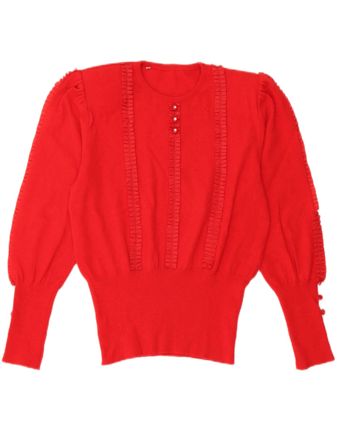 Vintage Womens Crew Neck Jumper Sweater UK 14 Medium Red Wool
