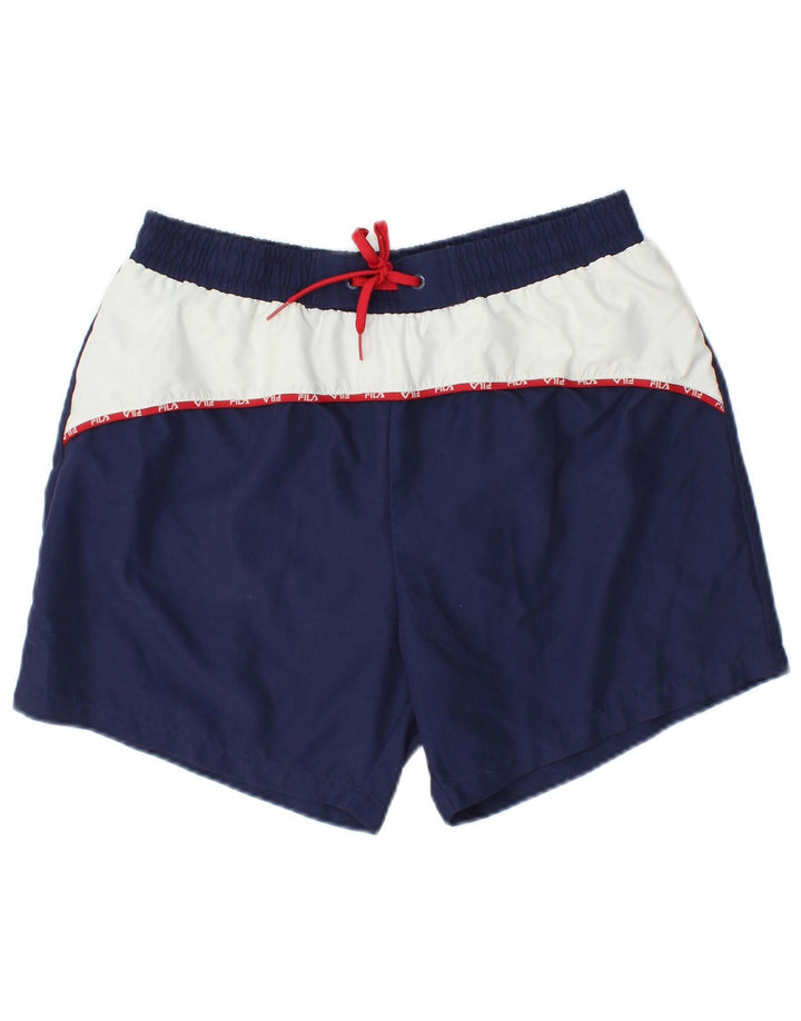Fila Mens Swimming Shorts Small Navy Blue Colourblock Polyester
