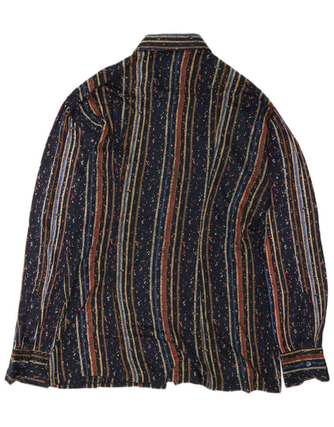 Vintage Mens Shirt Medium Navy Blue Striped