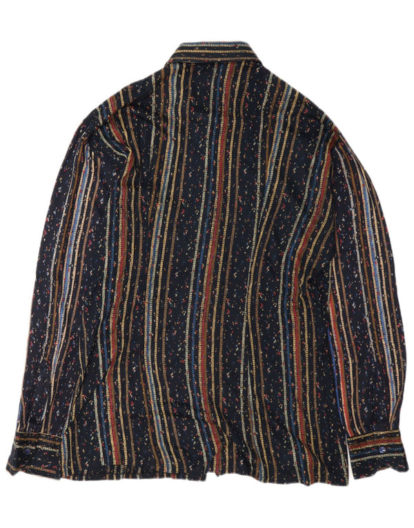 Vintage Mens Shirt Medium Navy Blue Striped
