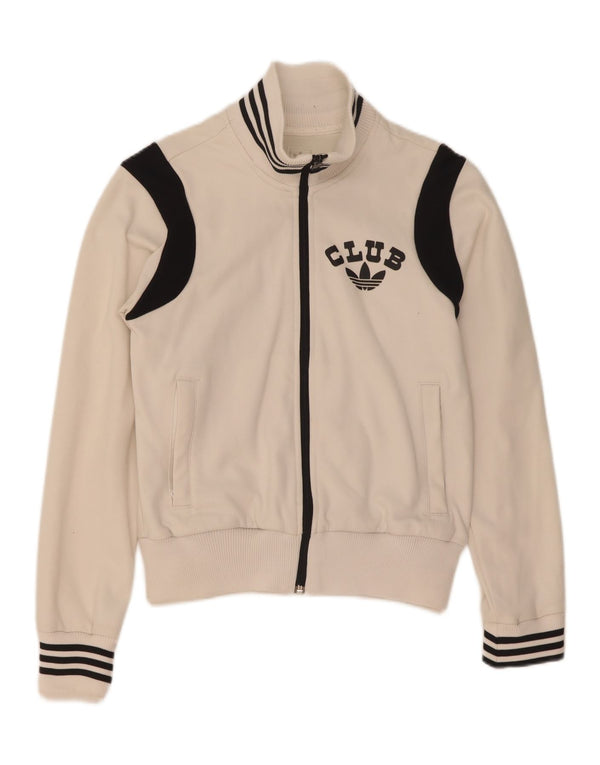 Adidas Womens Graphic Tracksuit Top Jacket UK 10 Small White Colourblock