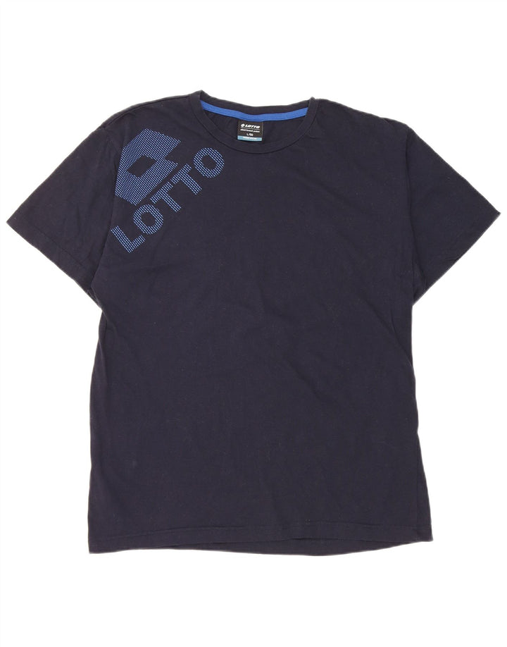 Lotto Mens Graphic T-Shirt Top Large Navy Blue Cotton
