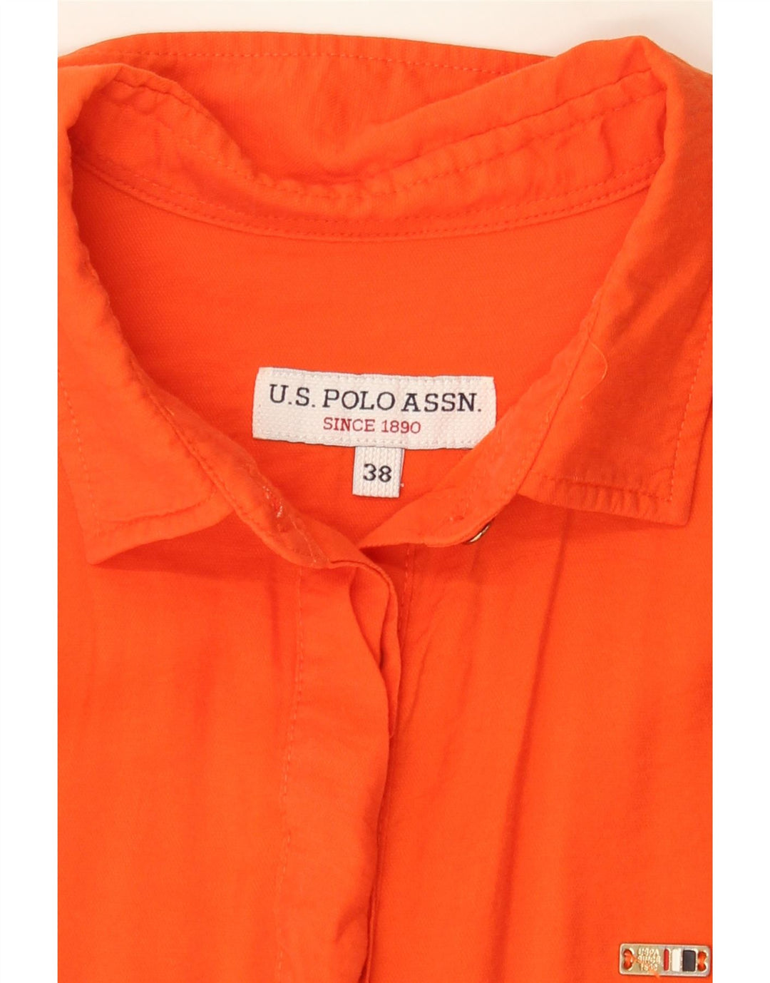 U.S. POLO ASSN. Womens Shirt Dress EU 38 Medium Orange Vintage U.S. Polo Assn. and Second-Hand U.S. Polo Assn. from Messina Hembry 