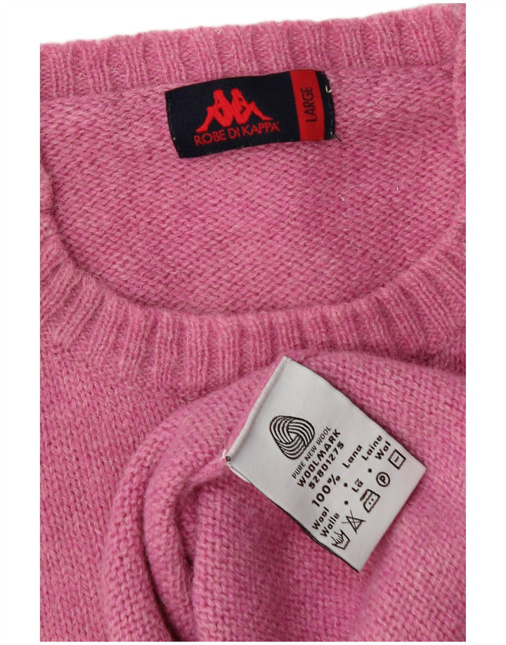 KAPPA Mens Crew Neck Jumper Sweater Large Pink Wool