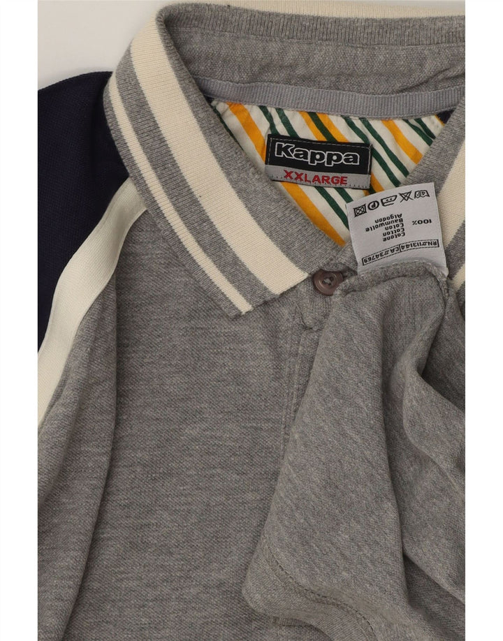 Kappa Mens Polo Shirt 2XL Grey Colourblock Cotton