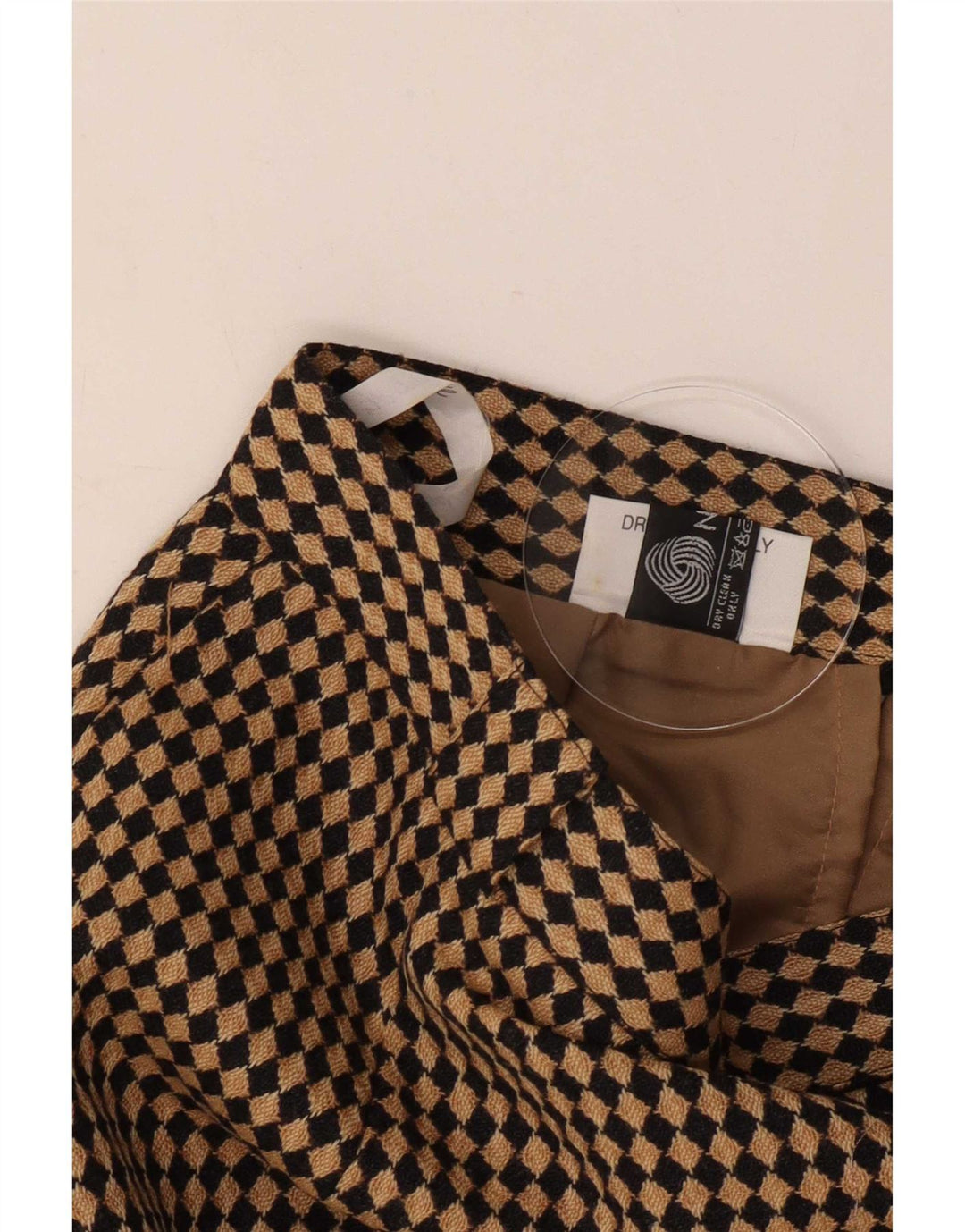 Michael H Womens Pencil Skirt UK 12 Medium W26 Beige Argyle/Diamond Wool
