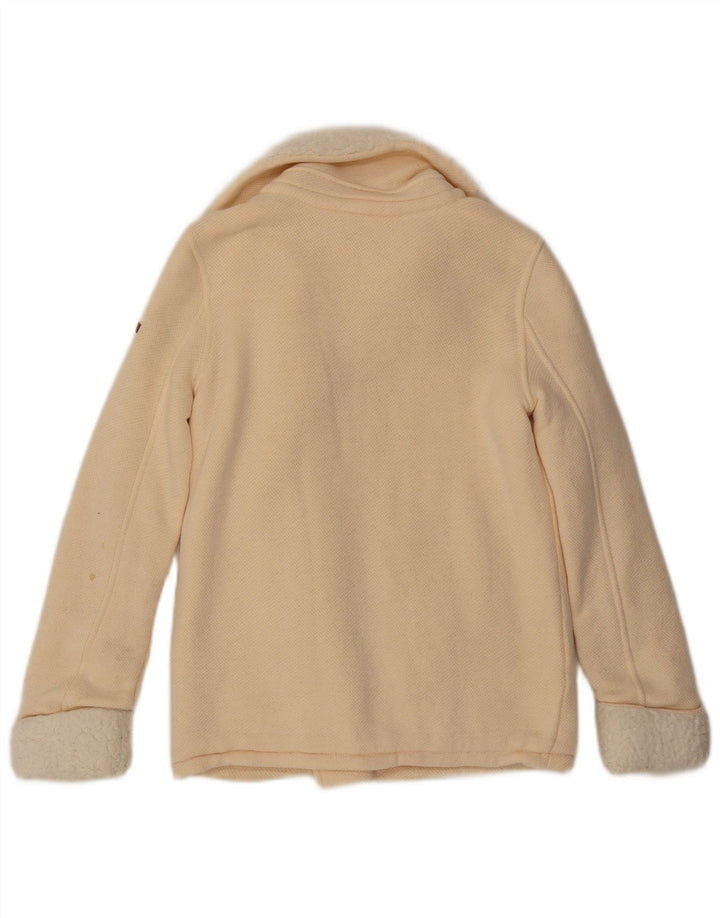 ROXY Womens Sherpa Tracksuit Top Jacket UK 10 Small Off White Cotton