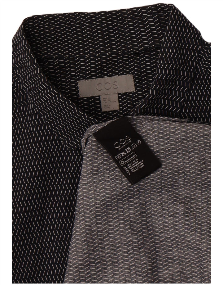 Cos Mens Short Sleeve Pullover Shirt Medium Navy Blue Spotted Cotton