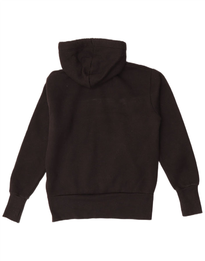 Bench Womens Graphic Hoodie Jumper UK 12 Medium Black Cotton