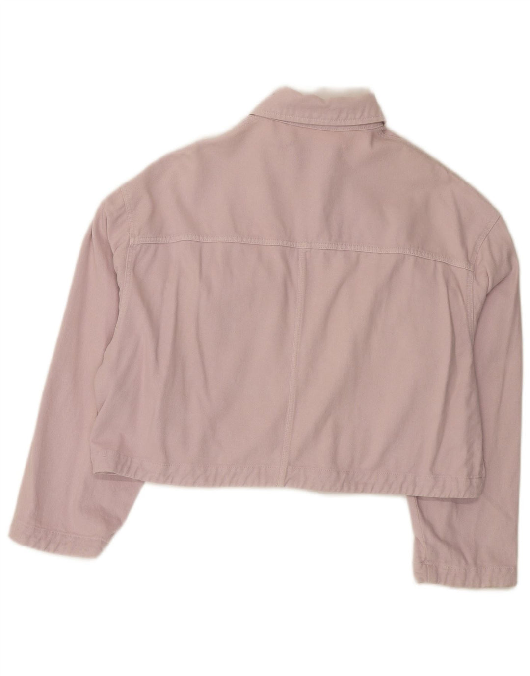 Zara Womens Oversized Crop Denim Jacket UK 6 XS Pink Cotton