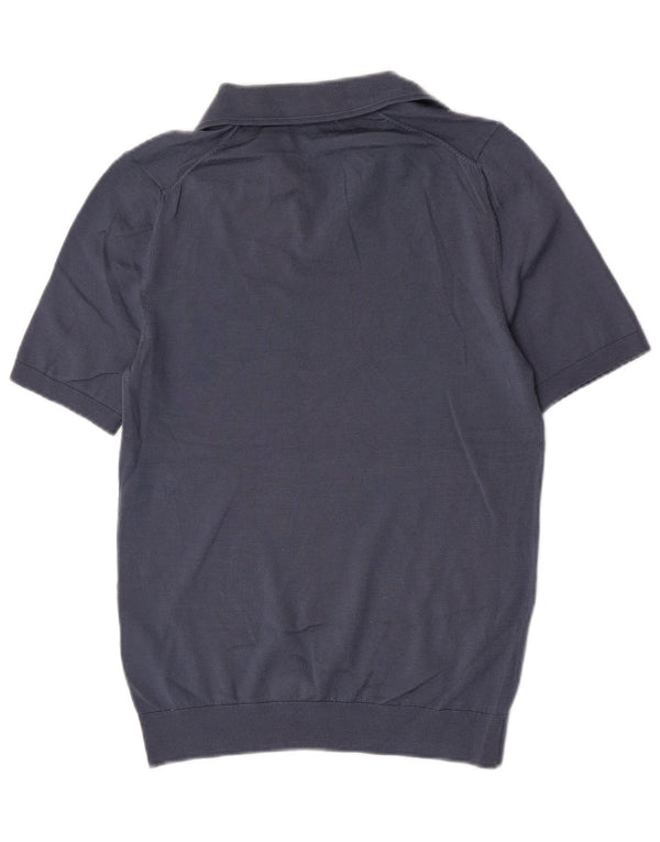 Reiss Mens Polo Shirt Small Blue Wool