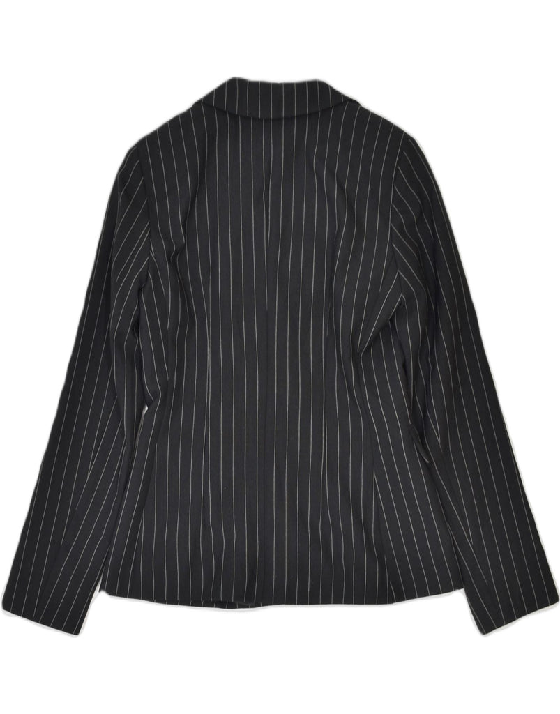 MORGAN Womens 2 Button Blazer Jacket UK 12 Medium Black Striped Acetate | Vintage | Thrift | Second-Hand | Used Clothing | Messina Hembry 