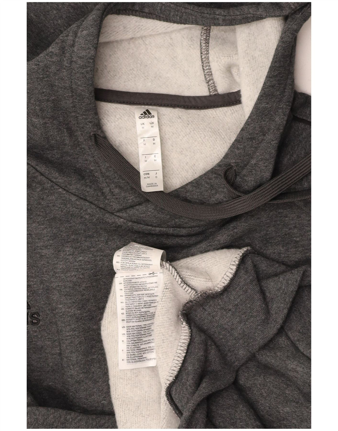 ADIDAS Mens Hoodie Jumper Medium Grey Cotton