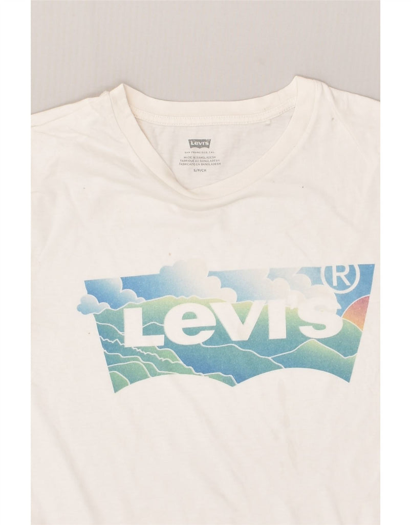 LEVI'S Womens Graphic T-Shirt Top UK 10 Small White | Vintage Levi's | Thrift | Second-Hand Levi's | Used Clothing | Messina Hembry 