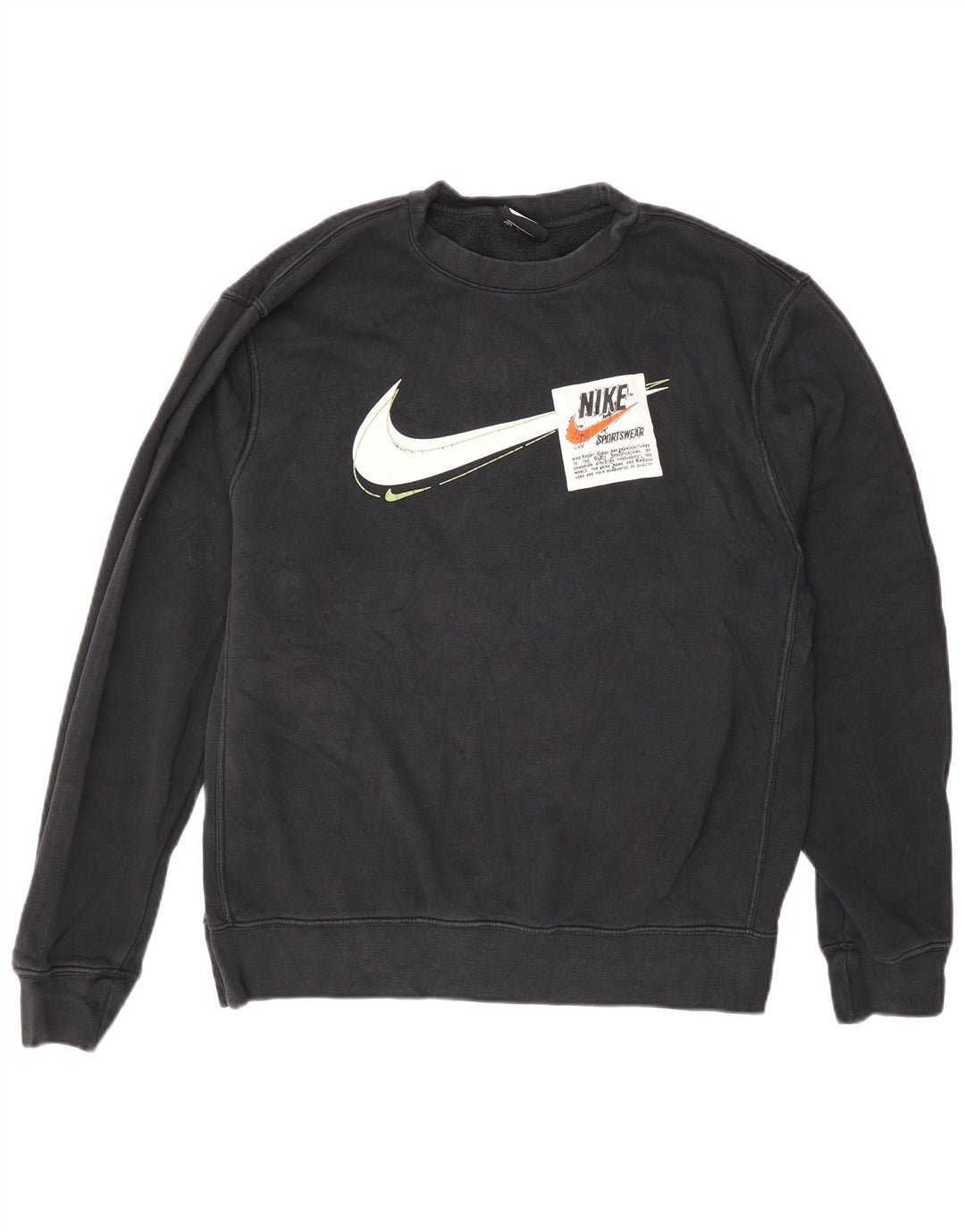 Nike Mens Graphic Sweatshirt Jumper Medium Black Cotton