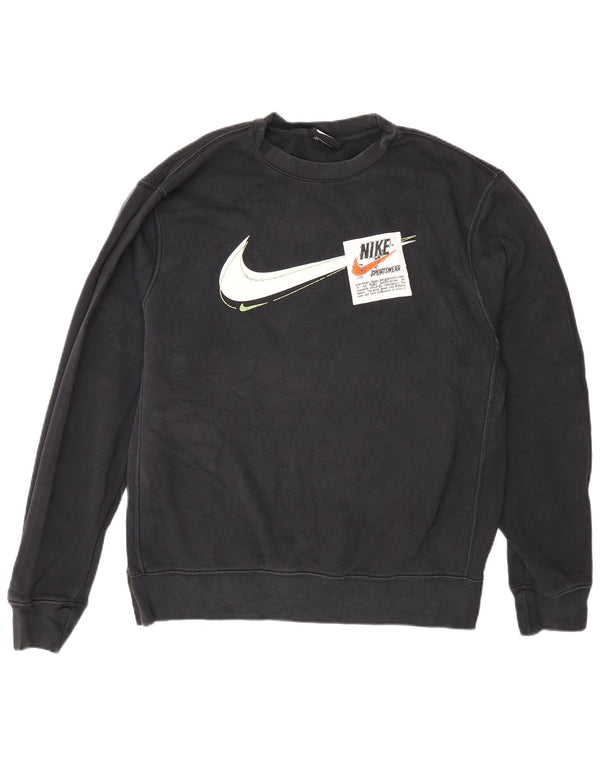 Nike Mens Graphic Sweatshirt Jumper Medium Black Cotton