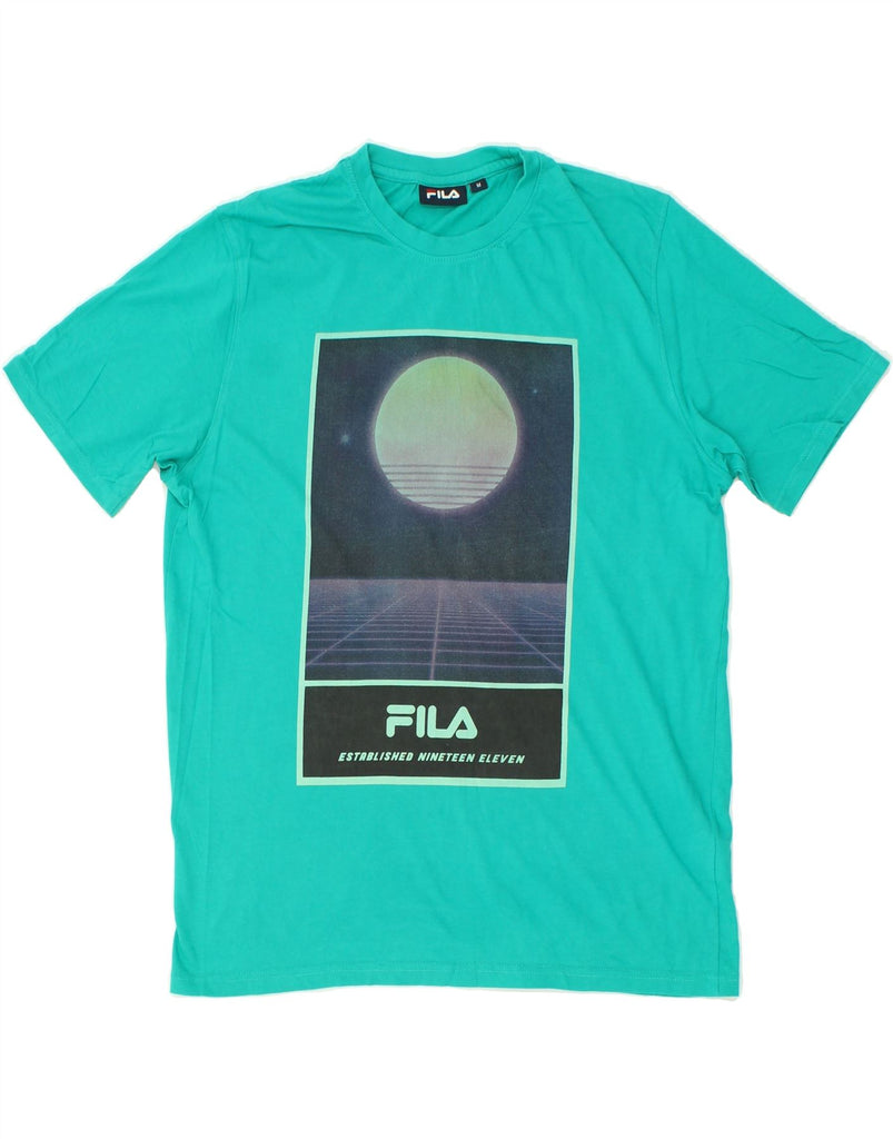 FILA Mens Graphic T-Shirt Top Medium Turquoise Cotton Vintage Fila and Second-Hand Fila from Messina Hembry 