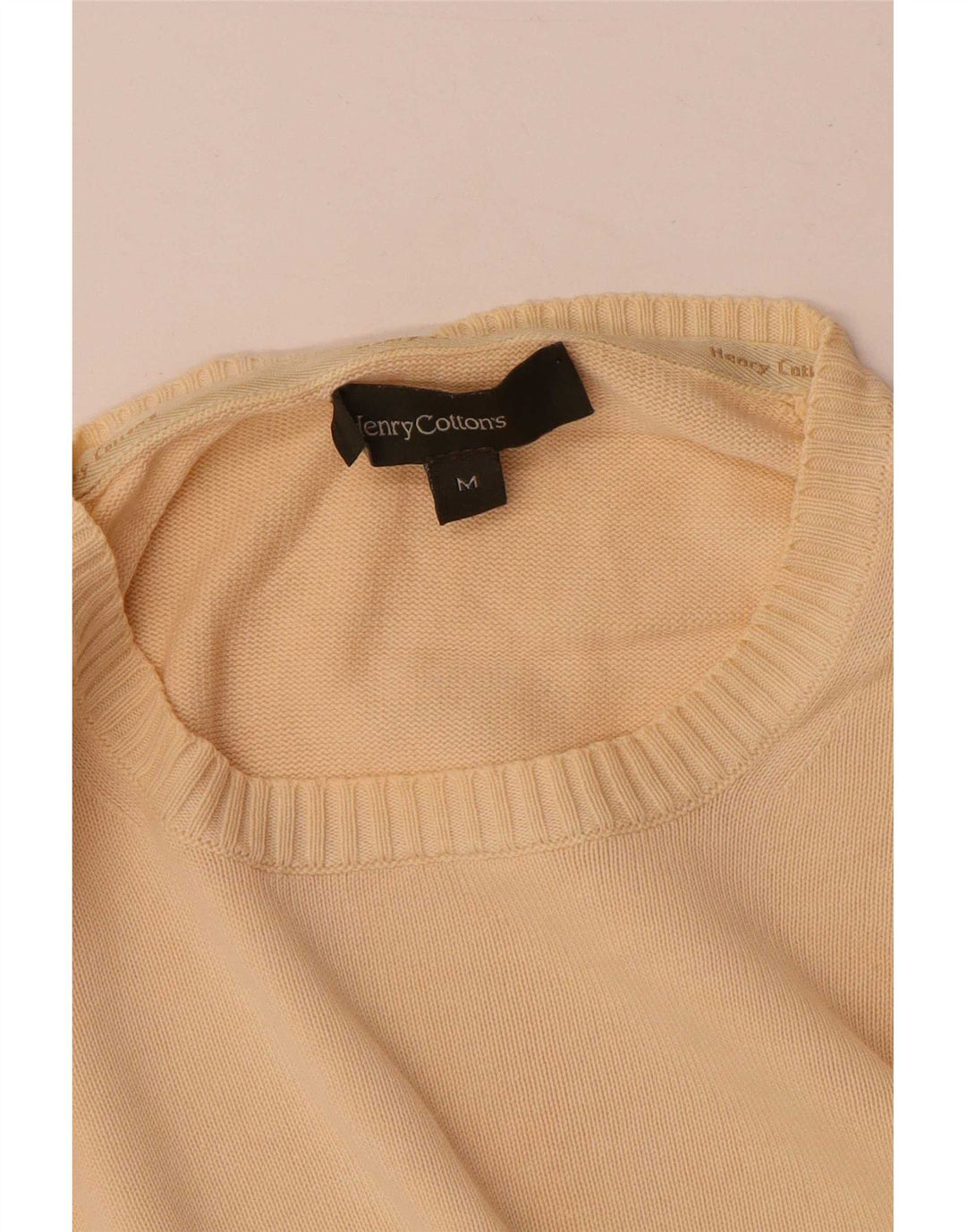Henry Cottons Mens Crew Neck Jumper Sweater Medium Beige Cotton