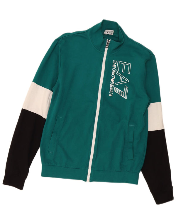 Emporio Armani Mens Graphic Tracksuit Top Jacket Small Green Colourblock