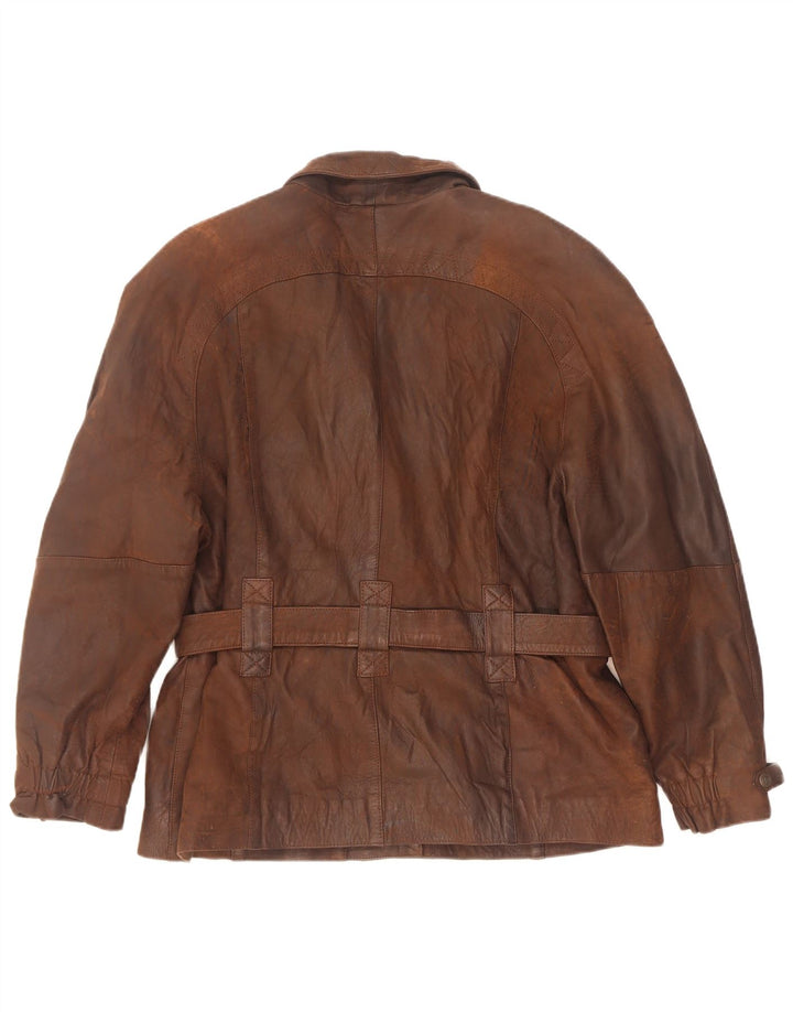 Vintage Womens Leather Biker Jacket IT 42 Medium Brown