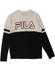 FILA Boys Graphic Sweatshirt Jumper 9-10 Years Black Colourblock Cotton