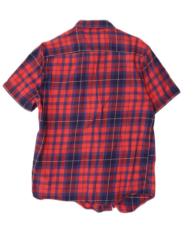 Lee Mens Short Sleeve Slim Fit Flannel Shirt Large Red Check Cotton