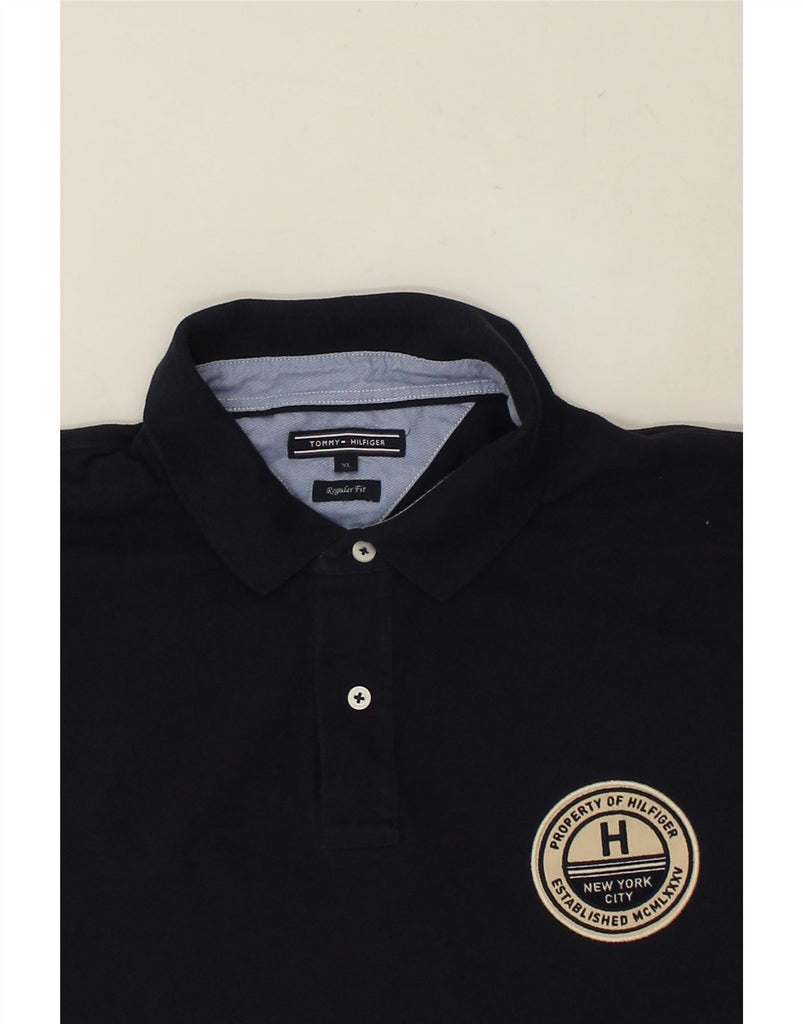 TOMMY HILFIGER Mens Regular Fit Polo Shirt XL Navy Blue Cotton | Vintage Tommy Hilfiger | Thrift | Second-Hand Tommy Hilfiger | Used Clothing | Messina Hembry 