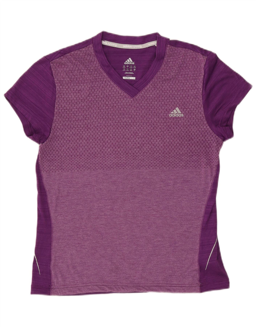 ADIDAS Womens Climalite T-Shirt Top UK 14 Large Purple Colourblock
