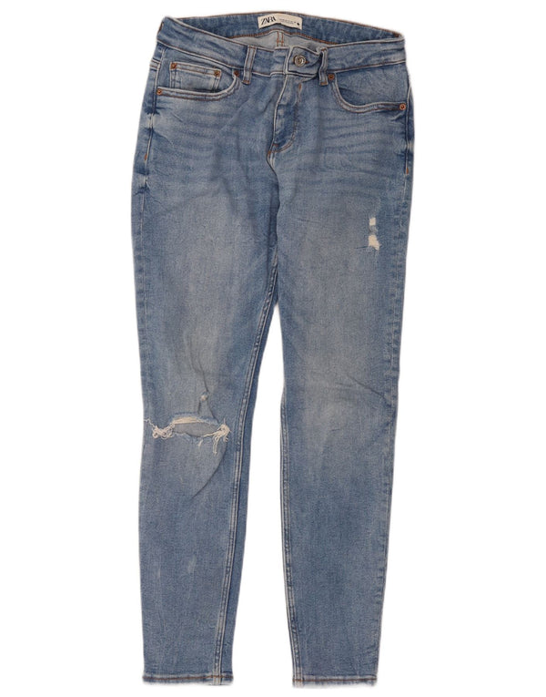 Zara Womens Distressed Skinny Jeans EU 40 Medium W30 L28 Blue