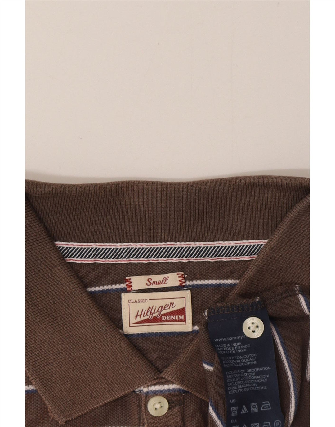 Tommy Hilfiger Mens Polo Shirt Small Grey Striped Cotton