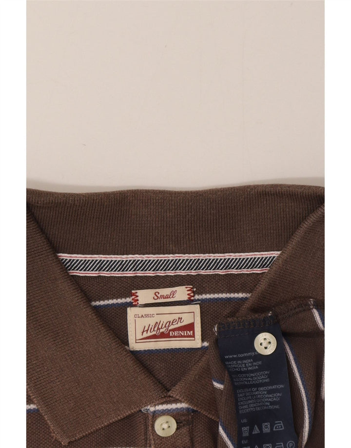 Tommy Hilfiger Mens Polo Shirt Small Grey Striped Cotton