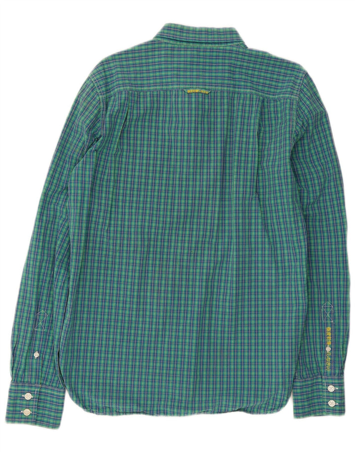 Superdry Mens Shirt Large Blue Check Cotton