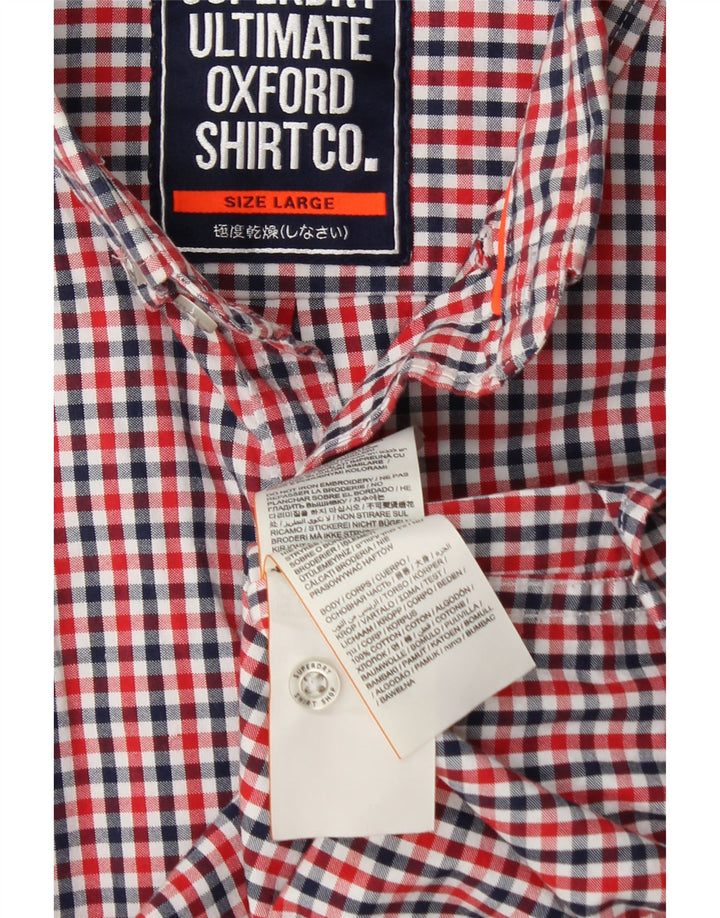 SUPERDRY Mens Shirt Large Red Check Cotton
