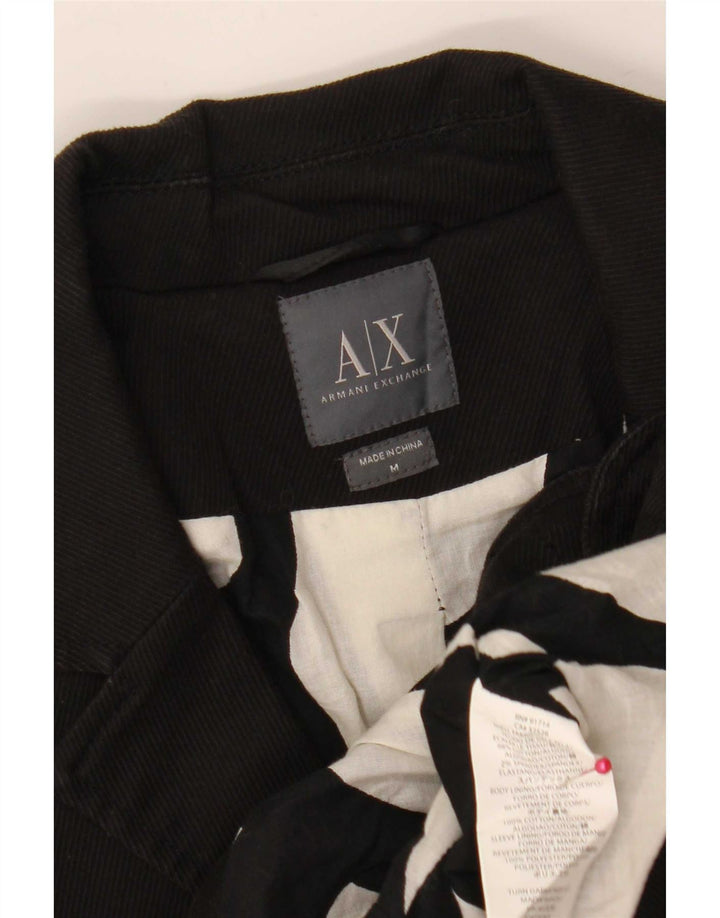 Armani Womens 3 Button Crop Blazer Jacket UK 12 Medium Black Cotton