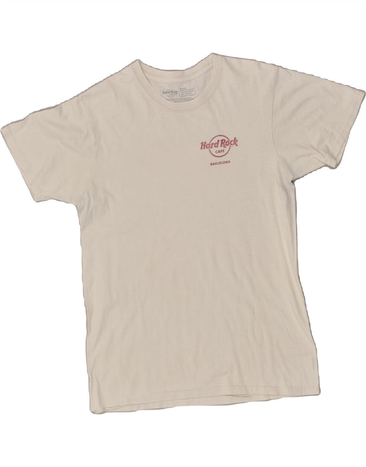 HARD ROCK CAFE Womens Barcelona Graphic T-Shirt Top UK 14 Medium White | Vintage Hard Rock Cafe | Thrift | Second-Hand Hard Rock Cafe | Used Clothing | Messina Hembry 