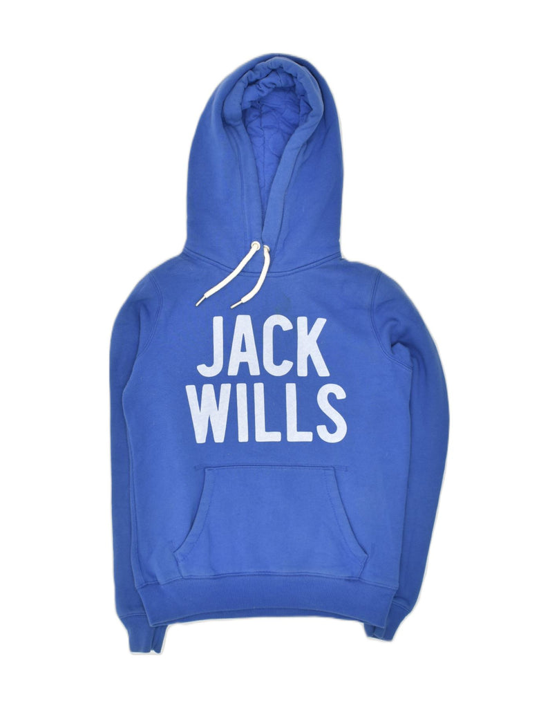 JACK WILLS Womens Graphic Hoodie Jumper UK 8 Small  Blue Polyester | Vintage Jack Wills | Thrift | Second-Hand Jack Wills | Used Clothing | Messina Hembry 