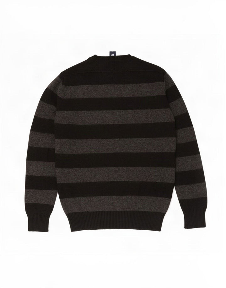Gap Mens Crew Neck Jumper Sweater Medium Grey Striped Cotton