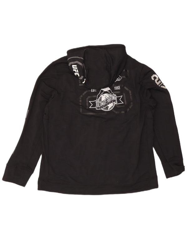 Reebok Mens Graphic Zip Hoodie Sweater 2XL Black Nylon
