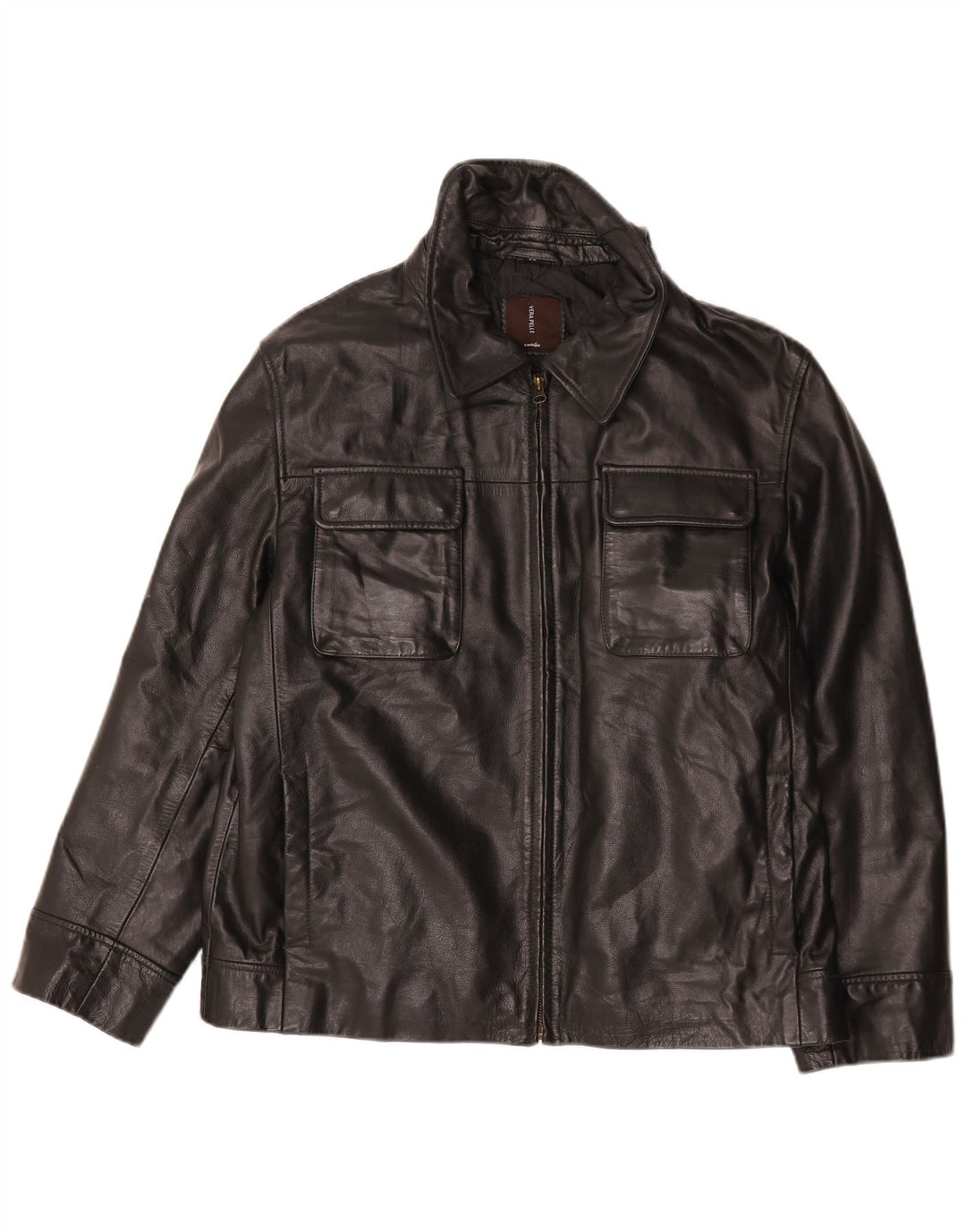 Conbipel Mens Leather Jacket UK 40 Large Black Leather