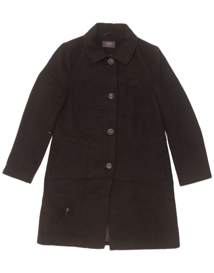 Marks & Spencer Womens Overcoat UK 10 Small Black Polyester