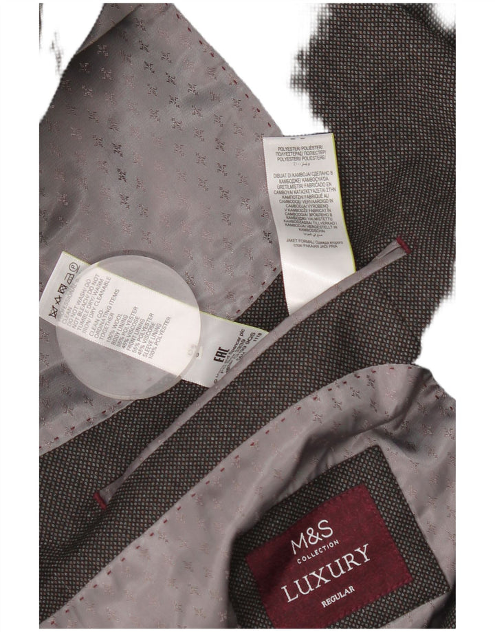 Marks & Spencer Mens Regular Fit 2 Button Blazer Jacket UK 46 XL Grey
