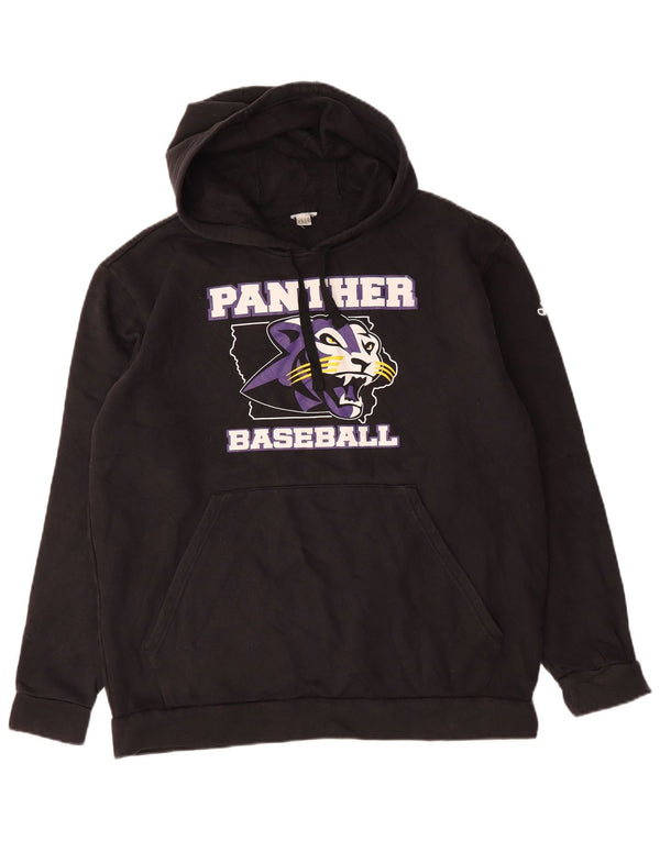Adidas Mens Panther Baseball Graphic Hoodie Jumper Large Black Cotton