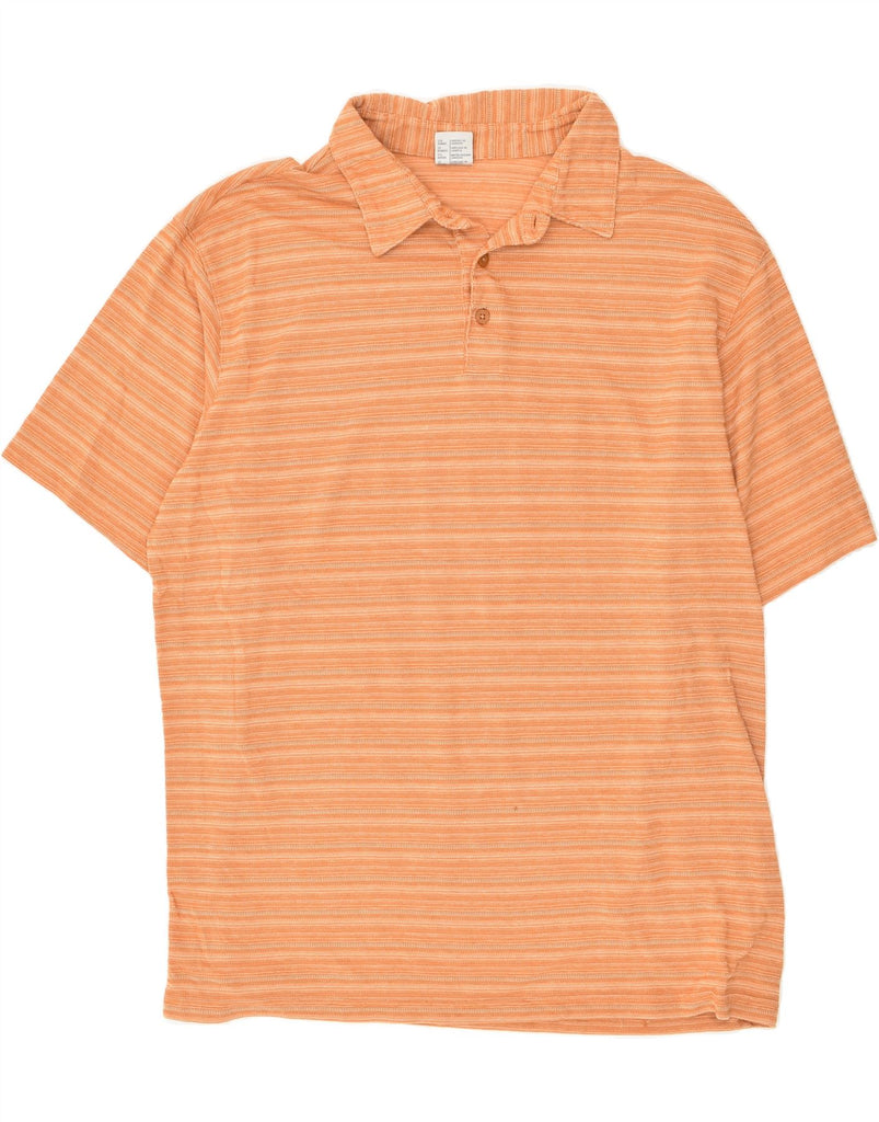 COLUMBIA Mens Polo Shirt 2XL Orange Striped Cotton | Vintage Columbia | Thrift | Second-Hand Columbia | Used Clothing | Messina Hembry 