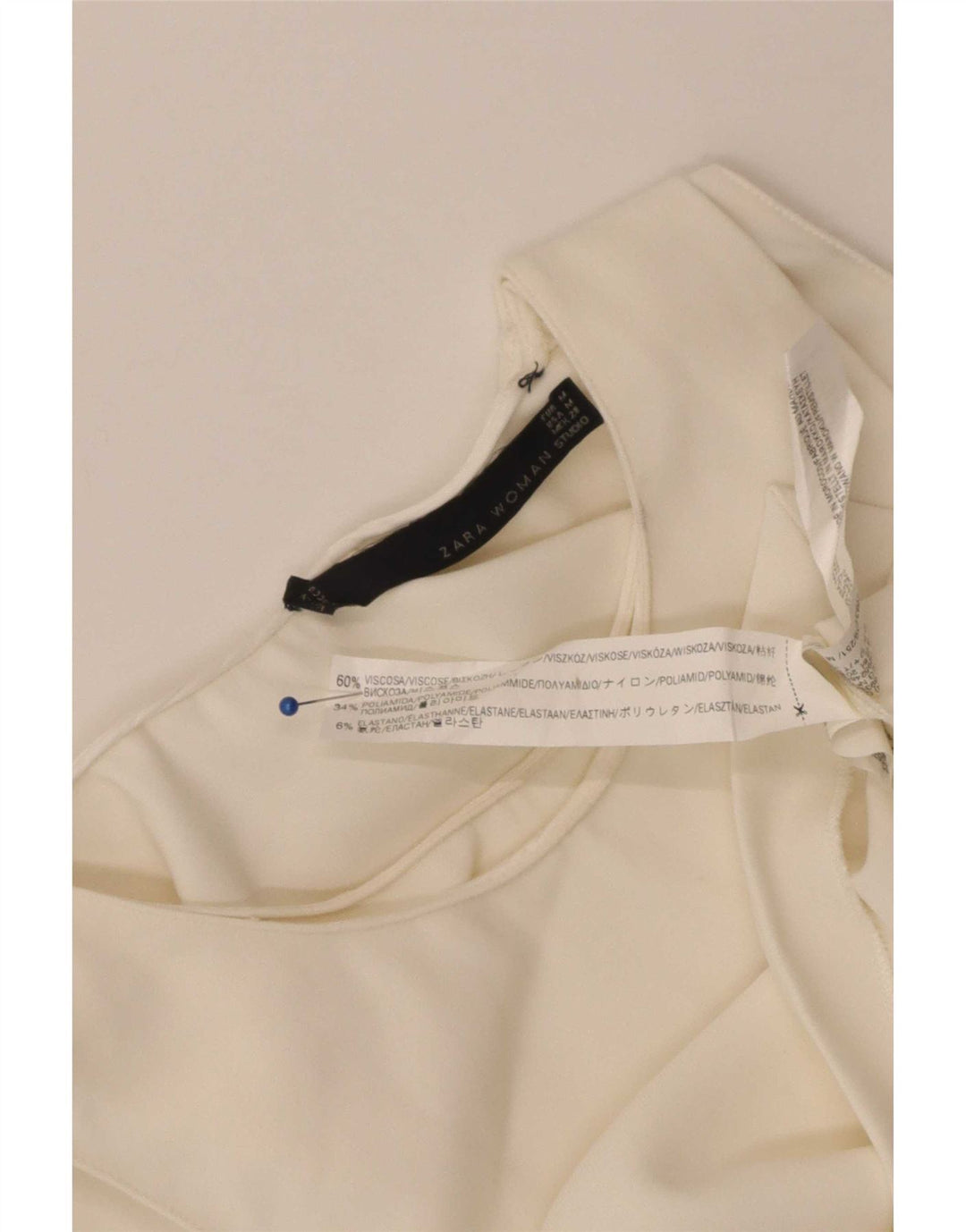 Zara Womens Crop Sleeveless Blouse Top UK 12 Medium Off White Viscose