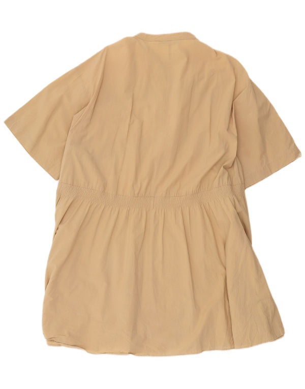 Zara Womens Short Sleeve Oversized Shirt Dress UK 16 Large Beige