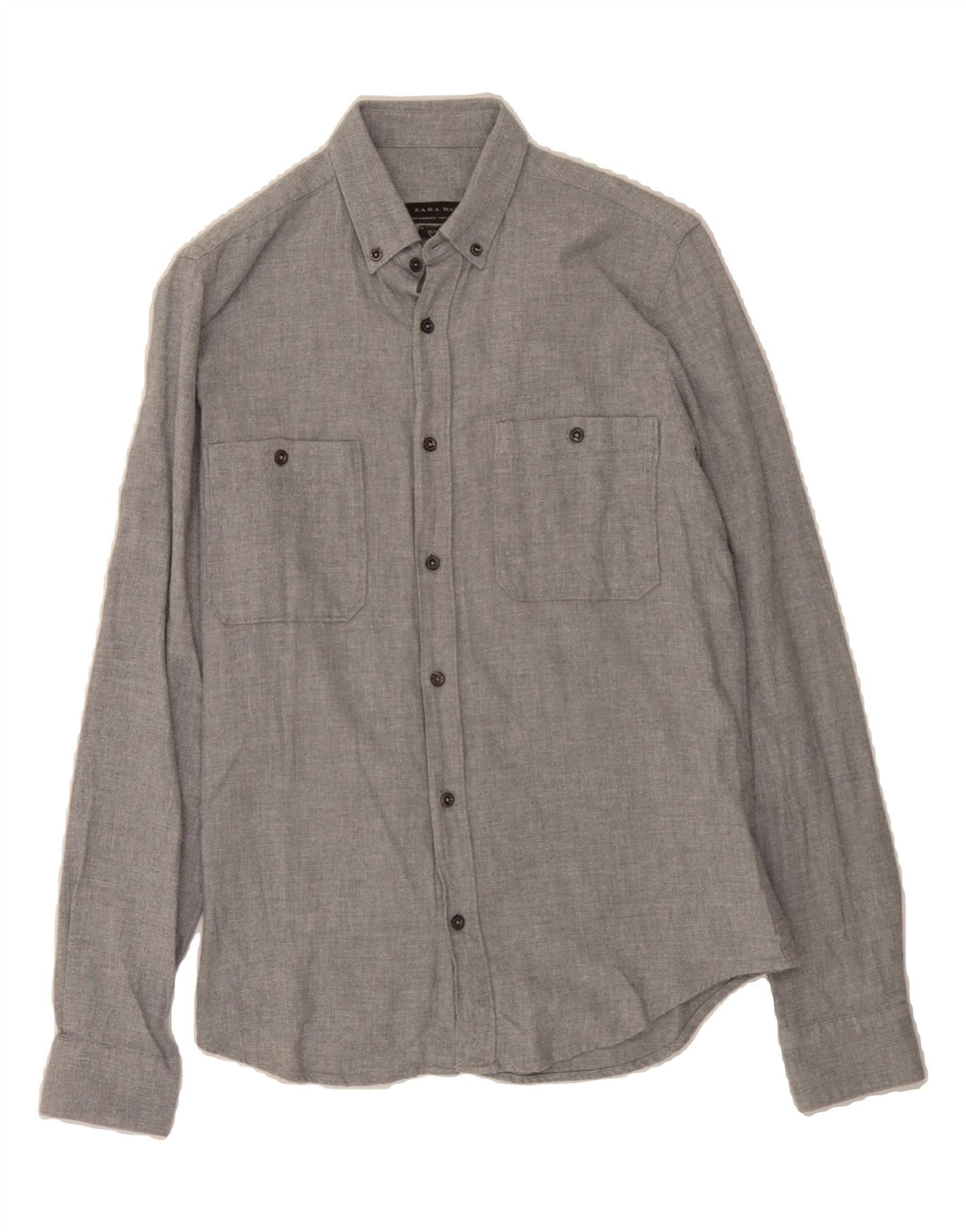 ZARA Mens Slim Fit Flannel Shirt Small Grey Cotton Vintage Zara and Second-Hand Zara from Messina Hembry 