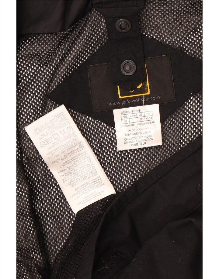Jack Wolfskin Womens Hooded Rain Jacket UK 12/14 Medium Black Polyamide